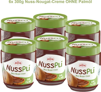 Produktbild von 6x Nusspli - OHNE Palmöl | Nuss Nougat Creme | Zentis (300g Glas)