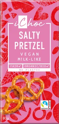 Zdjęcie produktu dla TABLICZKA KAKAOWA Z KAWAŁKAMI SOLONYCH PRECLI FAIR TRADE80 g - ICHOC (VIVANI)