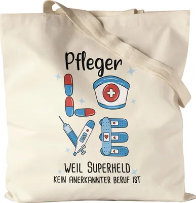 Produktbild von Ich Bin Pfleger Weil Superheld Kein Anerkannter Job Ist Jutebeutel Stoffbeutel Canvas  Geschenk Danke Sagen