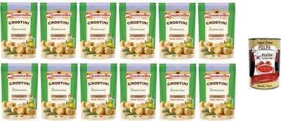 Produktbild von 12x Panealba Crostini Rosmarino Nicht frittierte Rosmarin-Crostini 100gr + Italian Gourmet polpa 400g