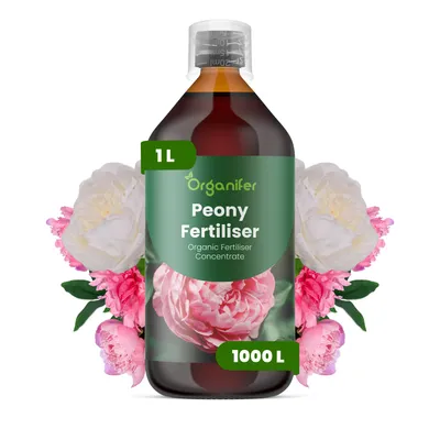 Obrázek produktu pro Pivónia Tekuté Hnojivo 1 L – 2-1-8 NPK – Pro Pivónie – Podporuje Bujné Květy & Zdravý Růst – Organifer