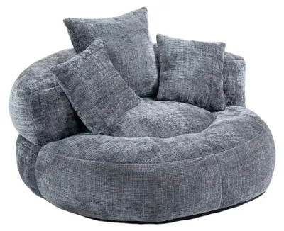 Image de Canapé relax, dossier haut, 3 coussins, gris, 1 place