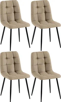 Produktbild von CLP 4er Set Esszimmerstuhl Tilde gepolstert mit Rückenlehne bis 150 kg belastbar taupe Material Stoff