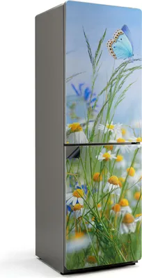 Produktbild von Schmetterling auf einem Wiesenhintergrund – Magnetische Kühlschrank Abdeckung – Dekorfolie magnetisch Küche – Kühlschrank Magnet Deko – selbstklebende Magnettafel – Magnetfolie für Kühlschranktür – 60x190 cm