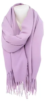 Zdjęcie produktu dla Szal Damski Soft Cashmere » Szal z frędzlami, 180 x 70 cm » Zimowy szal damski » Szal na jesień/zimę: Kolor: fioletowy
