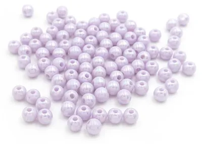Produktbild von Vintageparts Acrylperlen pastelllila Holoeffekt rund 6 mm für Armbänder und Ketten, 100 Stück
