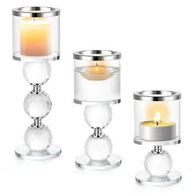 Immagine prodotto di Set di 3 candelabri in cristallo per la decorazione della tavola