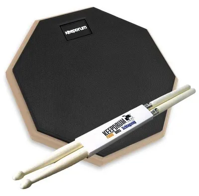 Produktbild von keepdrum Übungspad DP-BK8 schwarz 8 Zoll mit Drumsticks 1 Paar