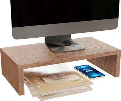 Produktbild von Drevený stojan na monitor ComfortCove - ergonomické predĺženie obrazovky, výška +11 cm, predĺženie monitora na stôl sonoma