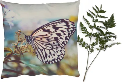 Produktbild von MuchoWow® Zierkissen Sofakissen Wohnzimmer Dekokissen 45x45 cm Schmetterling - Blumen - Frühling - Schlafpolster - Polster für das Sofa
