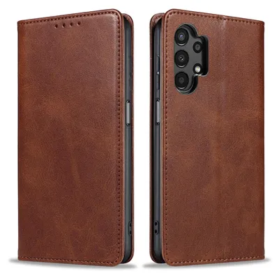 Produktbild von Handyhülle für Samsung Galaxy A13 Kunstleder Flip Cover Hülle Klapphülle Case Kartenfach Farbe: Dunkelbraun