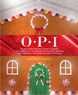 A gingerbread house-themed advent calendar box for OPI nail polish.