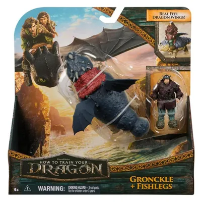 Produktbild von Figurenset Gronckle-Drache und Wikinger Fishlegs – Drachenzähmen leicht gemacht