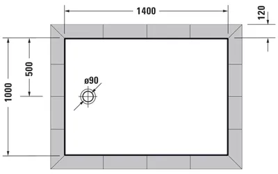 Produktbild von Duravit Duschwanne Tempano 140x100x4,5 cm bodenbündig Weiß