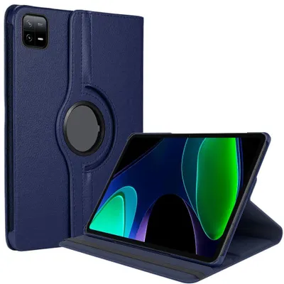 Image de Coque pour Xiaomi Pad 6 / 6 Pro, Rotatif 360° Multi-Angle Antichoc Effet Cuir Bleu Marine