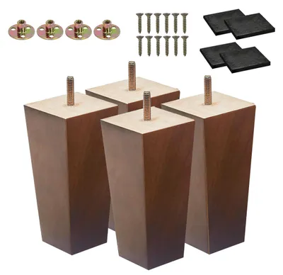 Holz-Möbelfüße 10 cm, 4er-Set, quadratisch, braun