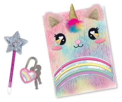 Produktbild von Flauschiges Einhorn-Tagebuch mit Stift und Schloss