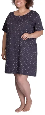 Produktbild von maluuna Damen Übergrößen-Nachthemd mit Punkten aus 100% Baumwolle von XL - 5XL ; grau , 3XL