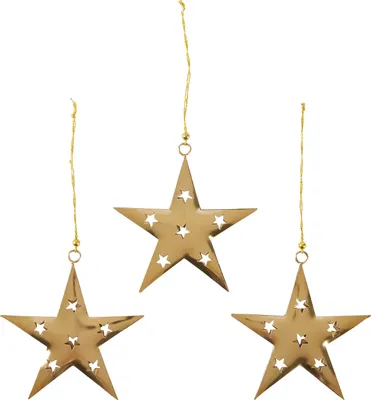 Image de set de 3 pendentifs de Noël Décoration de Noël Étoile or
