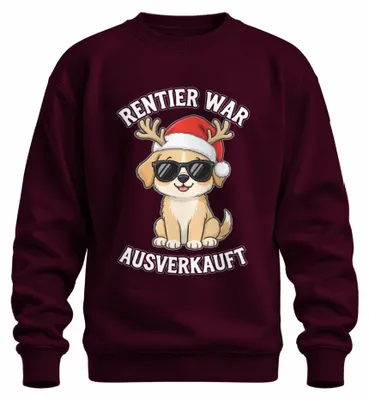 Produktbild von Rentier War t Hund Sonnenbrille Weihnachten Welpe Sweatshirt Pullover, Burgundy, XXL