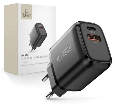 Zdjęcie produktu dla Ładowarka Sieciowa Tech-Protect Nca30 Pd 30W / Qc3.0 Usb-A / Usb-C- Czarna