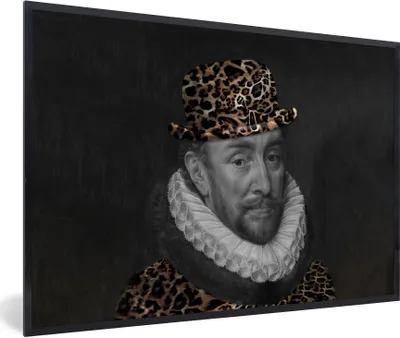 Produktbild von MuchoWow® Gerahmtes Poster Wilhelm von Oranien - Pantherdruck - Kunst 30x20 cm - Poster mit Schwarzem Bilderrahmen Wandposter Rahmen Foto Bilder - Kunstdruck - Bild-Poster