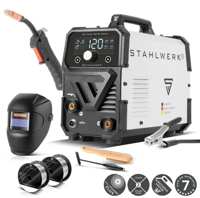 Image de STAHLWERK Poste à souder Mini FLUX 120 ST Digital - Equipement complet - Soudage au fil fourré sans gaz de protection jusqu'à 120 A, fonction Lift-TIG & MMA