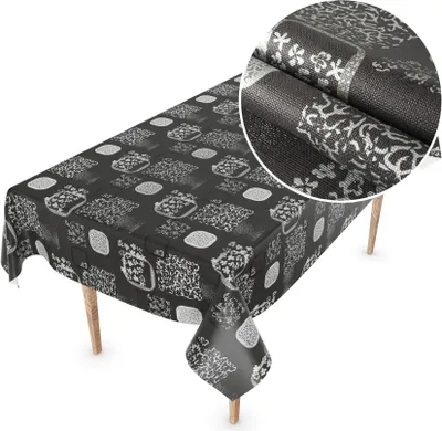 Produktbild von Tischdecke Wachstuch Premium Ornamente Schwarz Robust Wasserabweisend Breite 140 cm Länge 300 cm