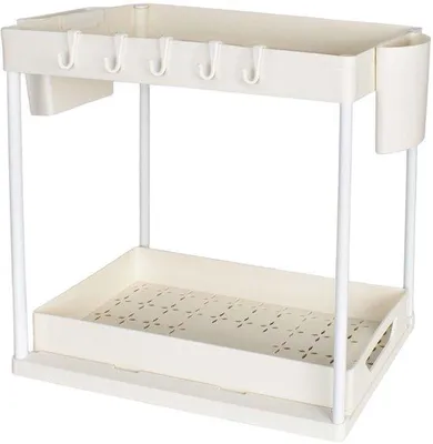 Produktbild von Unyqoos Küchen- und Badezimmer-Organizer mit Schublade, 2-stufig, aus ABS-Kunststoff, platzsparend und vielseitig einsetzbar