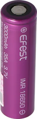 Produktbild von Efest Purple IMR 18650 3000mAh 3,6V - 3,7V min. 2900mAh typ. 3000mAh max. 35A prúdový výstup (flat top)
