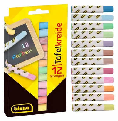 Produktbild von 12 farbige Tafelkreiden / quadratisch