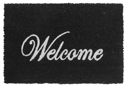 Produktbild von Relaxdays Fußmatte Kokos, Welcome, 60x40cm, rutschfest, wetterfest, Fußabstreifer innen & außen, Türvorleger, schwarz