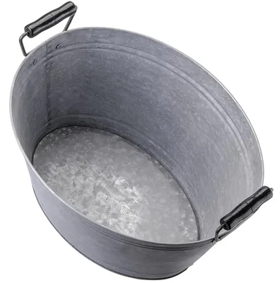 Image de Bassin de jardin - Bassin en acier galvanisé de 6 litres - Avec poignées - Décoration vintage rétro - Argenté