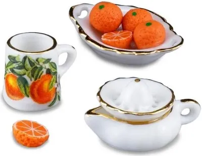Obrázok produktu pre Čerstvo vylisovaná pomarančová šťava – porcelánová miniatúra, dekoratívna sada
