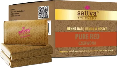 Zdjęcie produktu dla HENNA CZERWONA W KOSTCE ECO (3 x 80 g) 240 g - SATTVA (AYURVEDA)