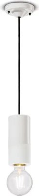 Produktbild von Pendelleuchte Keramik E27 rund D: 8 cm Weiß Retro Keramiklampe