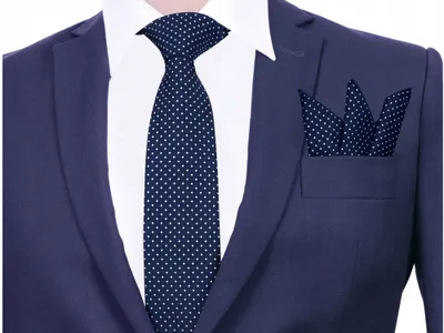 Produktbild von GREG Herren Krawatten-Set Navy Polka Dot Jacquard