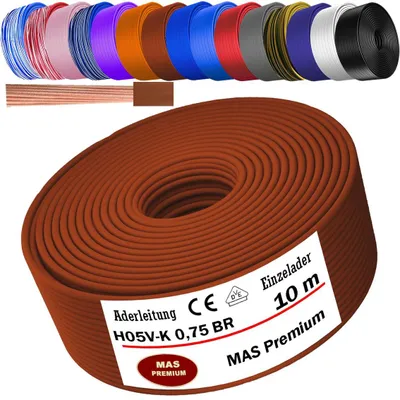 Produktbild von 10m Aderleitung H05 V-K 0,75 mm² Braun Einzelader flexibel