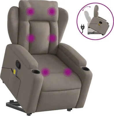 Produktbild von vidaXL Massagesessel mit Aufstehhilfe Taupe Stoff