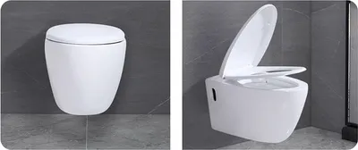 Produktbild von Hänge WC Toilette Spülrandlos abnehmbarer WC Sitz mit Softclose (W0104)