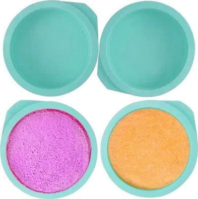 Produktbild von Silikon-Kuchenform, runde Backform, 6 Zoll, Back-Silikonformen, Schichtkuchenform, Brotbackform, Obstbodenform, 4 Stück (grün)