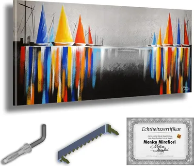Produktbild von Monica Mirafiori I 100% HANDGEMALT I Gemälde "Yachtrennen" 120x60cm | Gemälde Handgemalt | Acrylgemälde | Sehr Großes Acrylbild I Moderne Kunst I Kunstbilder