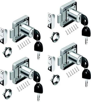 Produktbild von Famanu Möbelzylinder-Schloss 4er Set - vernickelt, 22 mm