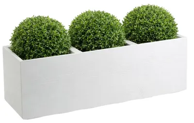 Zdjęcie produktu dla HowHomely | Donica – skrzynia na kwiaty – kremowa – 90 x 30 x 30 cm – donica na kółkach – imitacja drewna – dekoracyjna