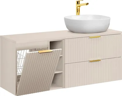 Produktbild von Waschtisch 140.8cm Adriel mit 2 Schubladen, Kaschmir