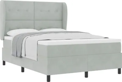 Produktbild von vidaXL Boxspringbett mit Kopfteil Hellgrau 200 x 160 cm Samt