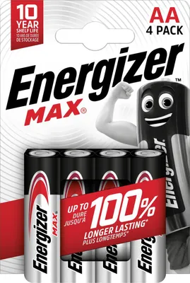 Produktbild von Energizer MAX AA, Einwegbatterie, AA, Alkali, 1,5 V, 4 Stück(e), Cd (cadmium), Hg (Quecksilber)
