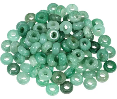 Productafbeelding van Grote gatstenen voor sieraden, ronde gepolijste steenparels, groene aventurier, 14x8mm, 20 stuks