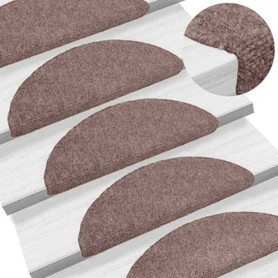 Zdjęcie produktu dla vidaXL Maty pod stopnie Samoprzylepne 5 szt. 56x17x3 cm Jasnobrązowe Półokrągłe