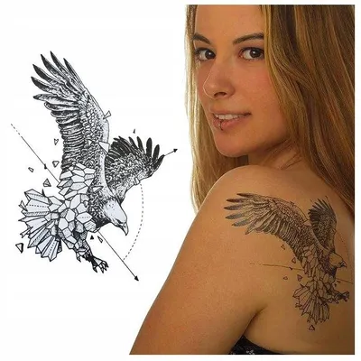 Image de Tatouage temporaire sur peau, motif aigle / ligne / vecteur